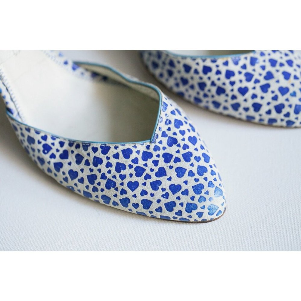 Marc Jacobs Blue Heart Print Slingback Heels 6M - Picture 3 of 10